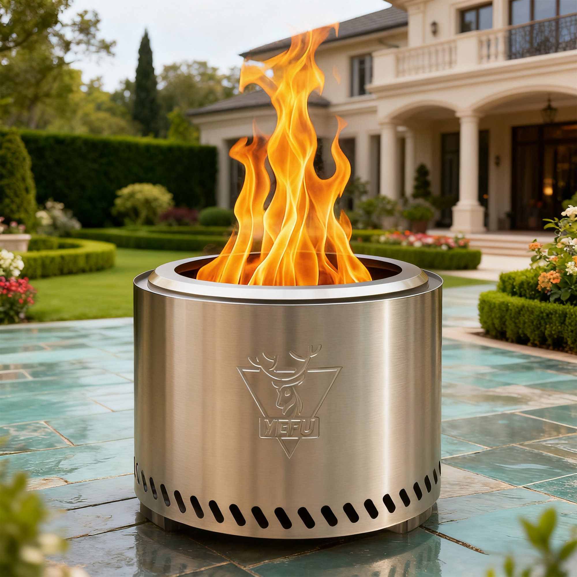 Watchmen Outdoor Fire Pit, 19'' Stainless Steel Smokeless Fire Pit